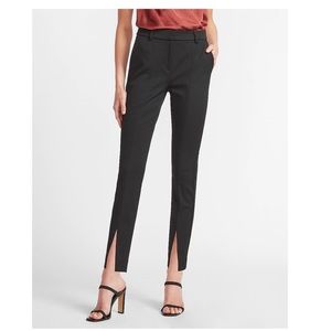 Express High Waisted Front Slit Skinny Pant Black